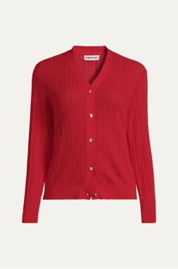 Rippstrick-Cardigan mit Seide