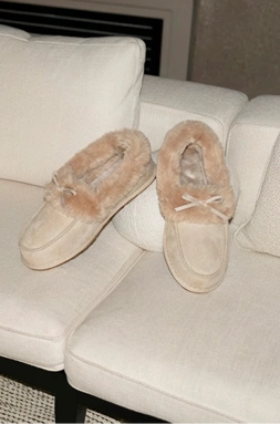 Mokassins in Veloursleder-Optik 